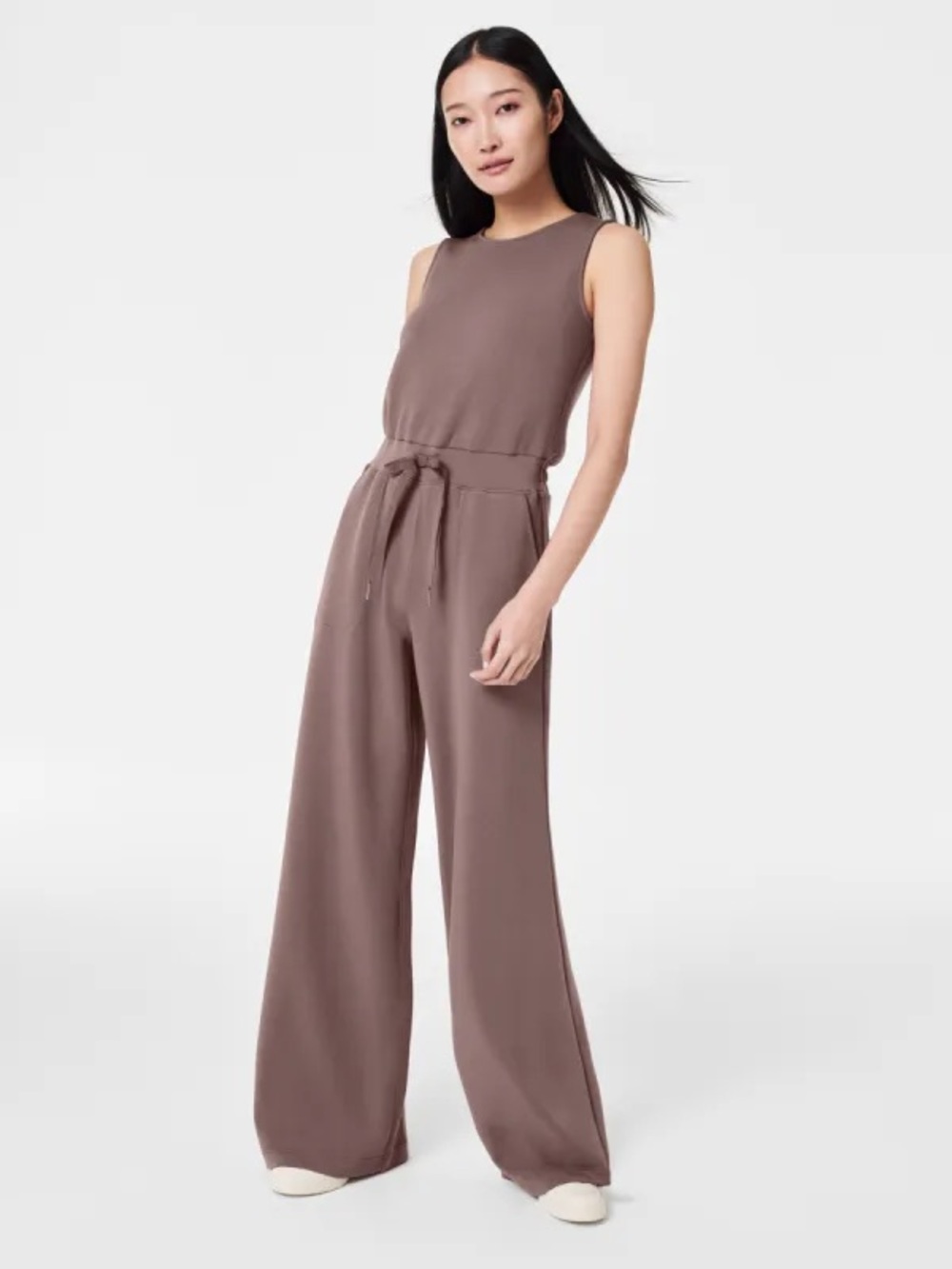 SPANX Airessentials Sleeveless Keyhole-Back Jumpsuit in Taupe NWOT